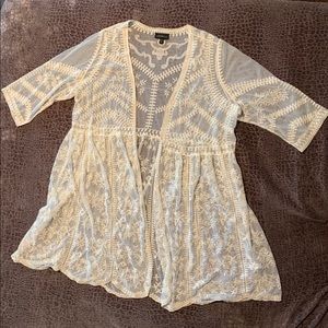 Ivory Embroidered Mesh Over-piece